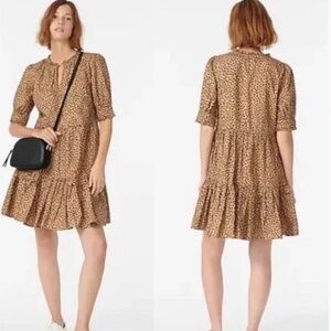 J Crew animal print lined, pouf sleeve dress sz L 

Popover